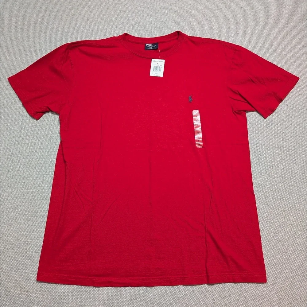 Polo Ralph Lauren Men's Red Small 100% Cotton Crew Neck T-Shirt Pony Logo NWT